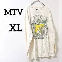 MTV 【XL】音楽と花のグラフィック メンズ Tシャツ 長袖 秋