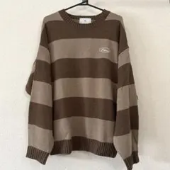 美品♦️ ビッグシルエット ワンポイント刺繍 ボーダーニットプルオーバー ニット