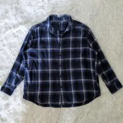 UNIQLO ユニクロ 4XL 5L ネルシャツ 青 チェック オーバーサイズ