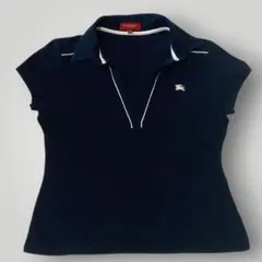 BURBERRY LONDON レディース 半袖ポロシャツ ネイビー 40