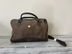 ブラウン レザー ボストンバッグ ショルダーストラップ付き