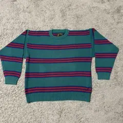 90s 黒タグ　Eddie Bauer ターコイズ コットンニット L/G