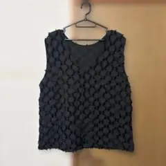 LEPSIM シャーリングフリンジベスト ブラック