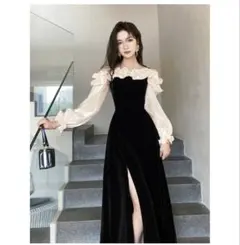 ベロアワンピース、パーティドレス、オケージョンドレス