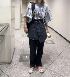LOWRYS FARM ローリーズ デニム ミニスカート ラップ ブラック