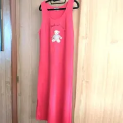 赤色ノースリーブロングワンピース