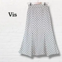 Vis ヴィス☆ドット柄ロングスカート フレアスカート 水玉【M】ベージュ系のサムネイル