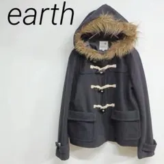 earth ブラック　ダッフルコート Sサイズ ウール混　☆3146のサムネイル