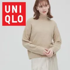UNIQLO スフレヤーンモックネックセーター ベージュ XL
