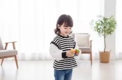 キッズ ボーダー柄トップス 長袖 重ね着風 女の子 100