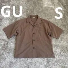 ジーユー　GU ドライワイドフィットオープンカラーシャツ　Sサイズ　ブラウン