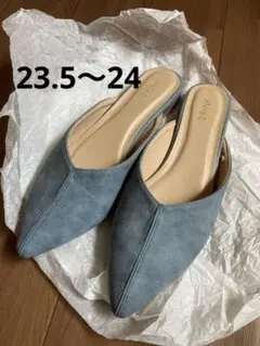 【2PINK】ポインテッドトゥ　フラットミュール　サンダル　LL