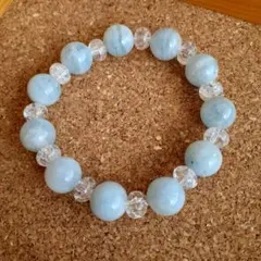 アクアマリンとクラック水晶のブレスレット