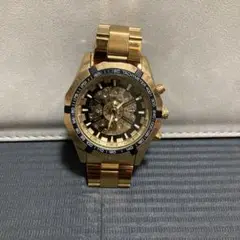 ゴールド ステンレススチール 自動巻き クロノグラフ腕時計