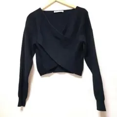 ZARA　クロスニットセーター　ブラック