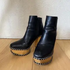 moussy ショートブーツ　ブラック　ブーツ　ウッドソール　厚底