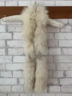 ブルーフォックス　ファーマフラー　ストール　襟巻き　ベージュ