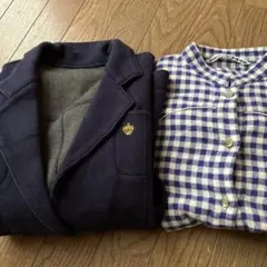 ネイビー ジャケット チェック柄シャツ セット