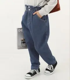 130cm テーパードパンツ　デニム　ハイウエスト　デビロック