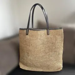 サンアルシデ　ラフィア　トートバッグ　トゥモローランド　レザーハンドル