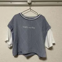 LilyChuu 重ね着風 半袖Tシャツ ブルー