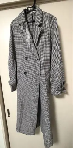 チェック柄 ダブルブレスト トレンチコート 38/M