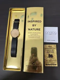 Analog アナログ腕時計 ブラック/ウッド