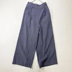 【美品】GU ジーユー ワイドパンツ ネイビーグレー Sサイズ ベルト付き