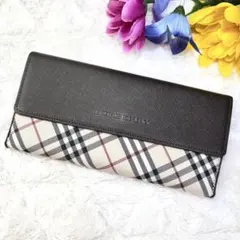 【極美品✨】BURBERRY バーバリー　長財布　ノバチェック　レザー 孔子柄