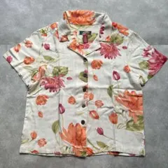 La Cabaña 花柄 半袖シャツ ボタニカル柄 レーヨン M