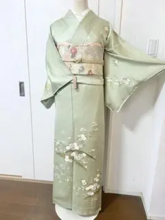 新品　未使用　しつけ糸付き　正絹訪問着　フルセット4点　新品　 帯締め&帯揚げ