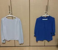 ブラウス グレー andロイヤルブルー 2枚セット