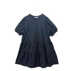 ザラ カットソー チュニック フレア裾 ミニスカート ブラック Mサイズ