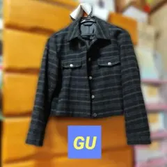 (中古)GU テーラードジャケット クロップド丈 チェック柄