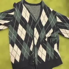 チェックニットカーディガン