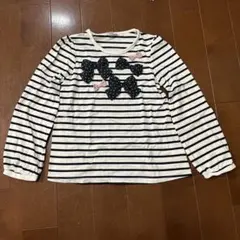 anyFAMキッズ　リボンモチーフ　ボーダー長袖Tシャツ　140cm