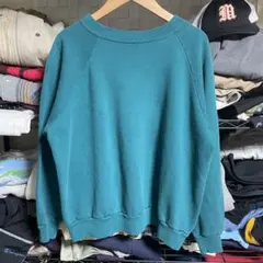 00sHanes HerWayヘインズターコイズ ラグランスリーブ スウェットM