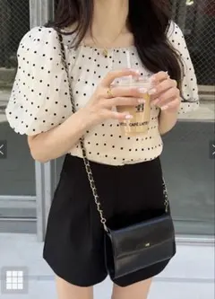 GRL ハイウエストタックショートパンツ［at1647］ブラックM