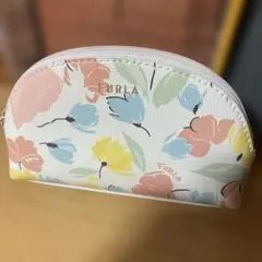 【美品】FURLA フルラ ポーチ 花柄 フラワー 小物入れ 化粧ポーチのサムネイル