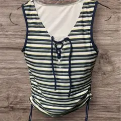 レディース 水着用 タンクトップ ストライプ 体型カバー