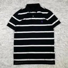 XXL ポロ ラルフローレン 半袖 ポロ ラガー シャツ ゼッケン 白x黒 