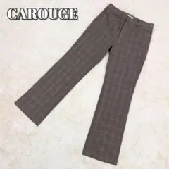 【新品・未使用】CAROUGE ブラウン系 チェック スラックス パンツ