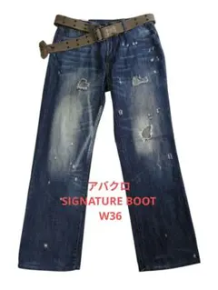 【希少ベルト付】アバクロ SIGNATURE BOOT W36 ダメージデニム