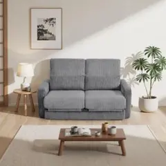 無印ライトグレー LでもDでも使えるソファチェア二人掛け【送料込み