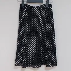 フレアスカート 黒と白の水玉模様 7号