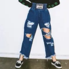 [希少品] pony stone x girl コラボ　ダメージデニム　y2kのサムネイル