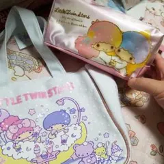 リトルツインスターズ ミニトートバッグと長方形型ポーチのセット