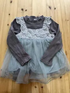 プティマイン　お花柄ドッキングチュールチュニック　110