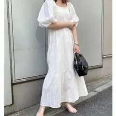 chico シャーリングコットンティアードOP