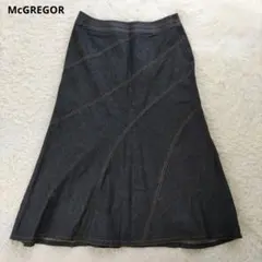 McGREGOR（マックレガー）デニムフレアスカート　台形　ミディ丈　黒　XLのサムネイル